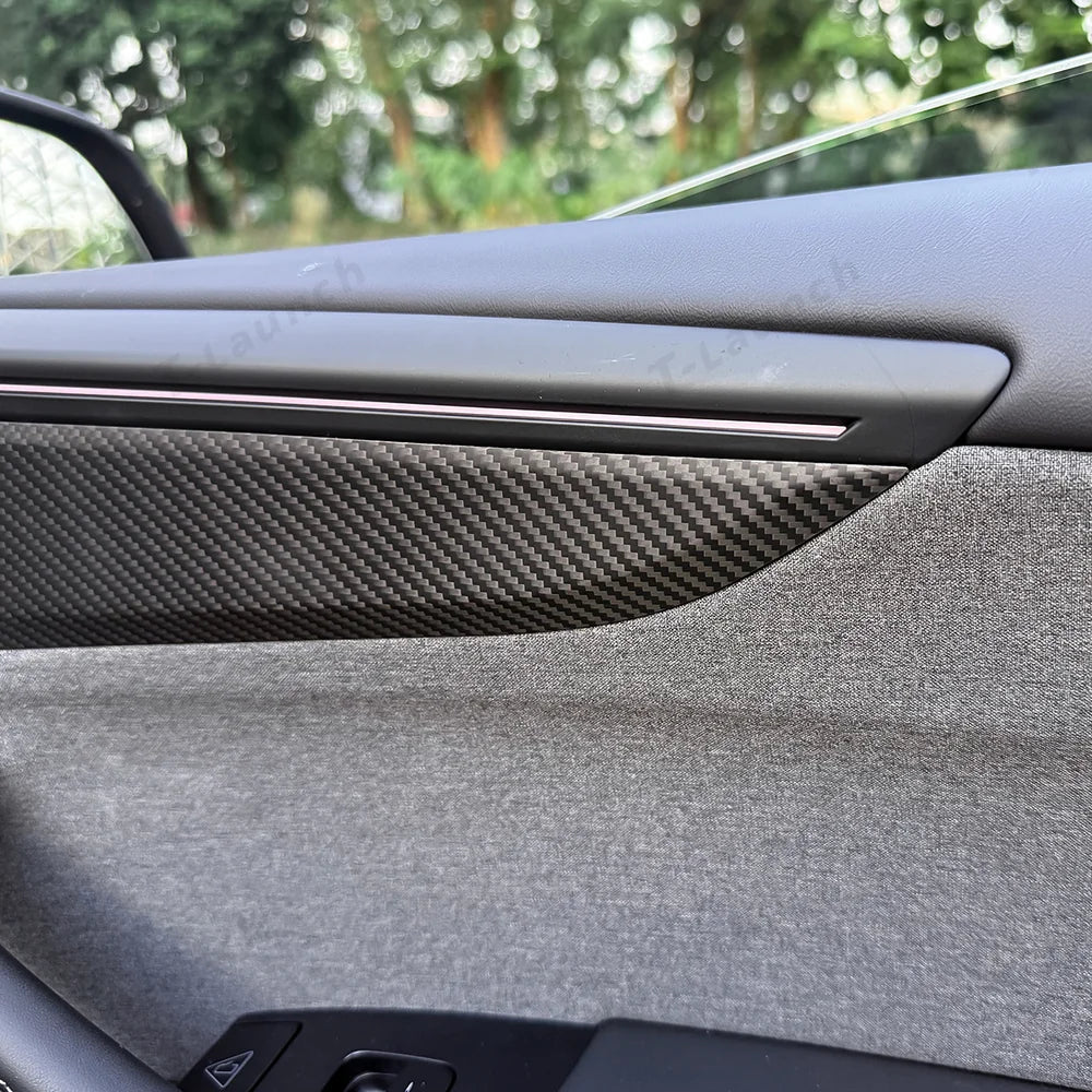 [Real Carbon Fiber] Interior Door Panel Trim Cover for Tesla Model Y Juniper 2025+ - T-Launch