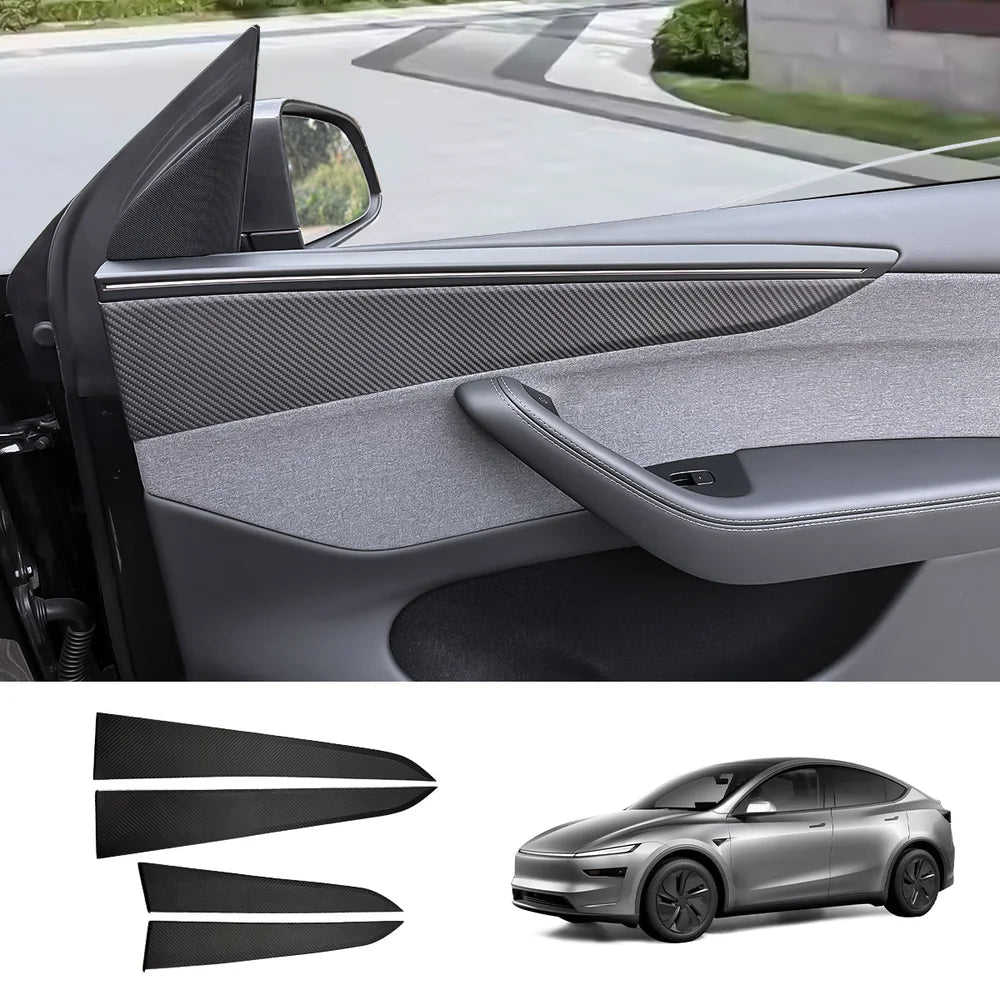 [Real Carbon Fiber] Interior Door Panel Trim Cover for Tesla Model Y Juniper 2025+ - T-Launch