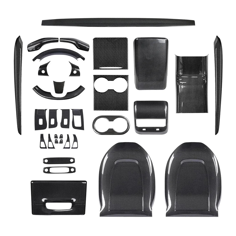Real Carbon Fiber Interior Mods Wrap Kit for Tesla Model 3 / Y - T-Launch