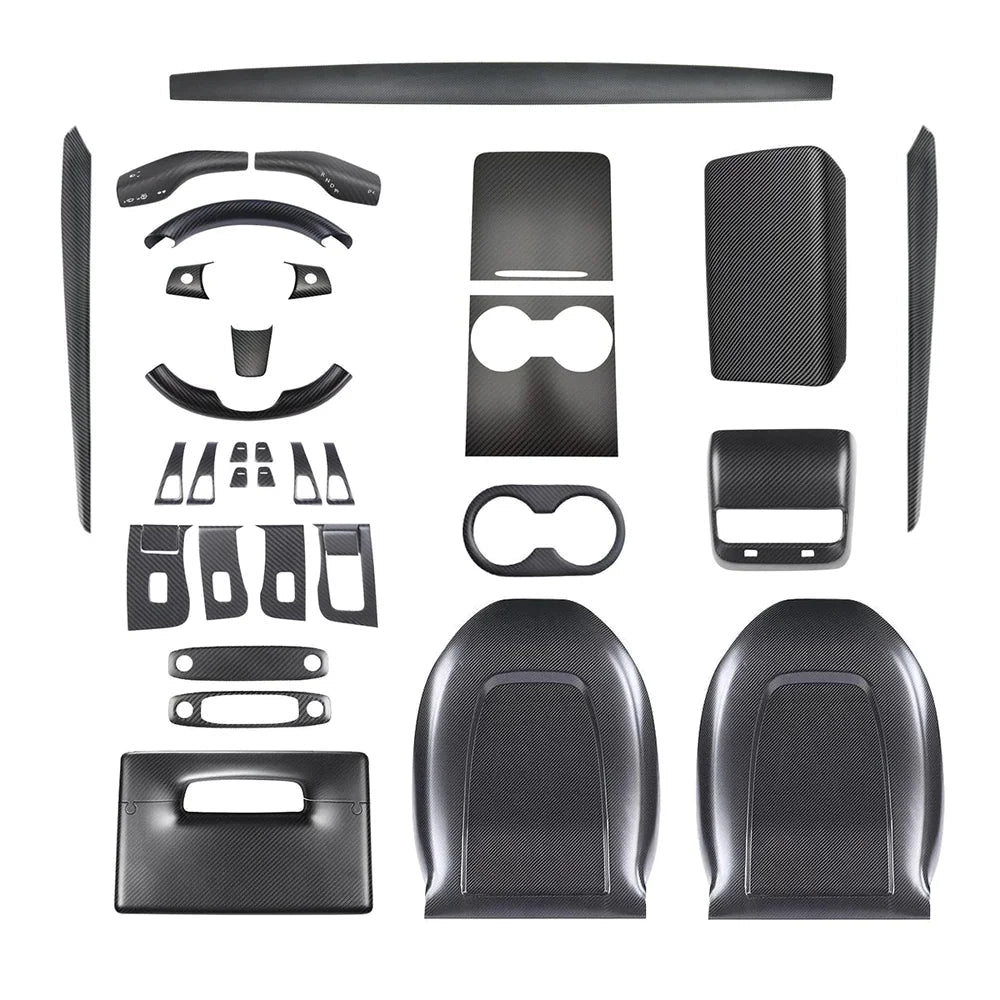 Real Carbon Fiber Interior Mods Wrap Kit for Tesla Model 3 / Y - T-Launch