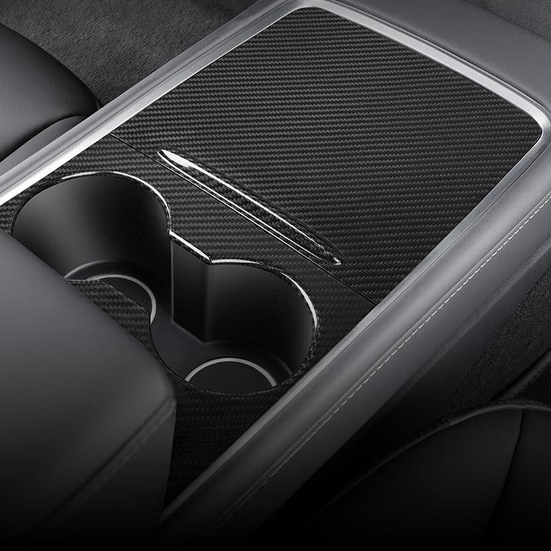 [Real Carbon Fiber] Model 3/Y Center Console Overlays With Key Card Slot (Gen. 2) (2021-2023) - T-Launch