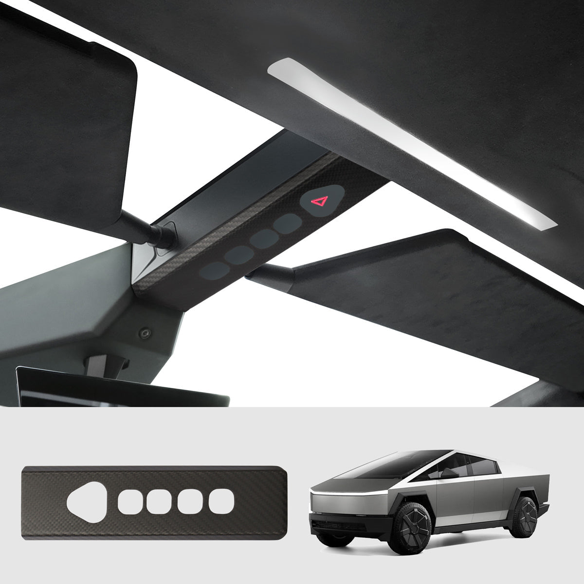 [Real Carbon Fiber] Reading Light Trim Cover for Tesla Cybertruck - T-Launch