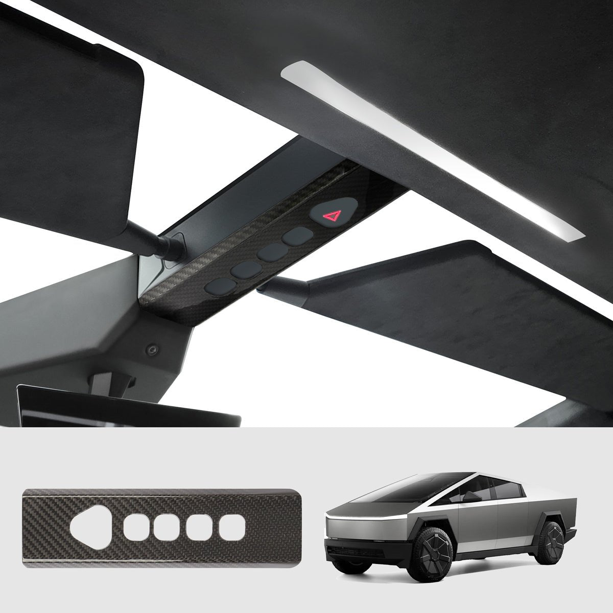 [Real Carbon Fiber] Reading Light Trim Cover for Tesla Cybertruck - T-Launch