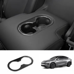 [Real Carbon Fiber] Rear Armrest Cup Holder Cover for Tesla Model Y Juniper 2025+ - T-Launch