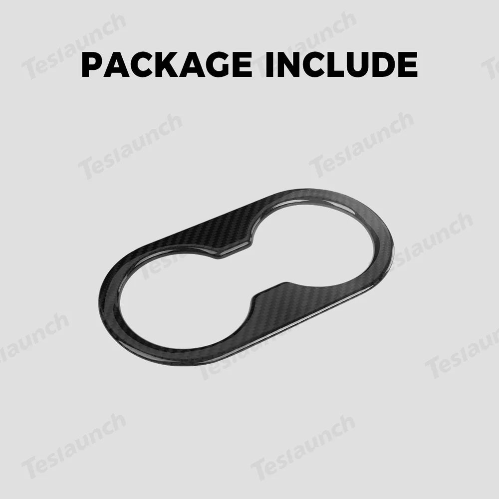 [Real Carbon Fiber] Rear Armrest Cup Holder Cover for Tesla Model Y Juniper 2025+ - T-Launch