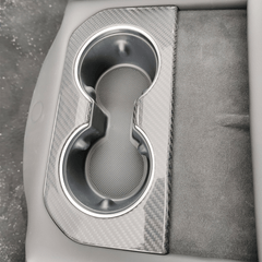 [Real Carbon Fiber] Rear Cup Holder Cover for Tesla Model S 2021+ - T-Launch