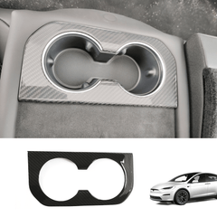 [Real Carbon Fiber] Rear Cup Holder Cover for Tesla Model S 2021+ - T-Launch