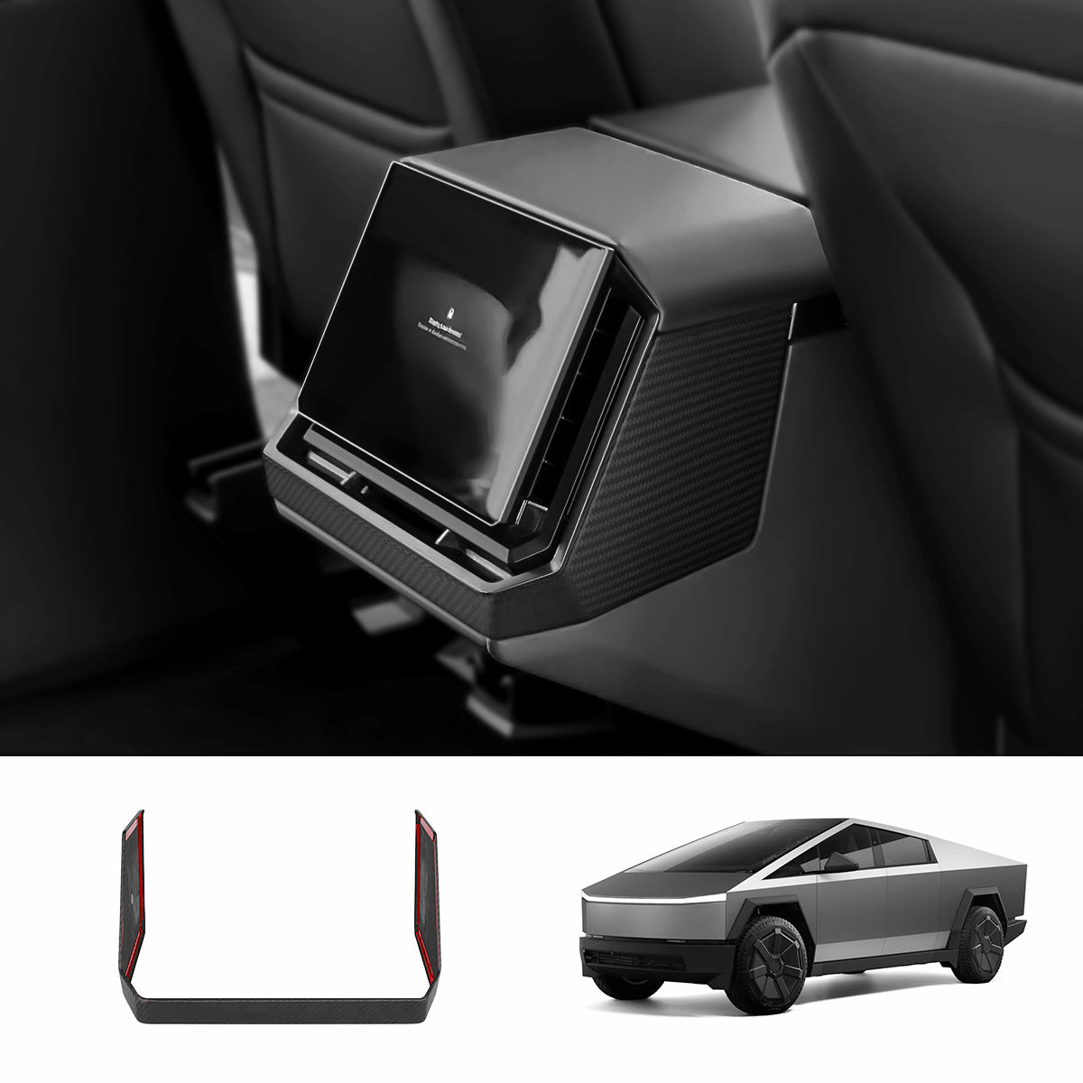 [Real Carbon Fiber] Rear Screen Frame Cover for Cybertruck - T-Launch