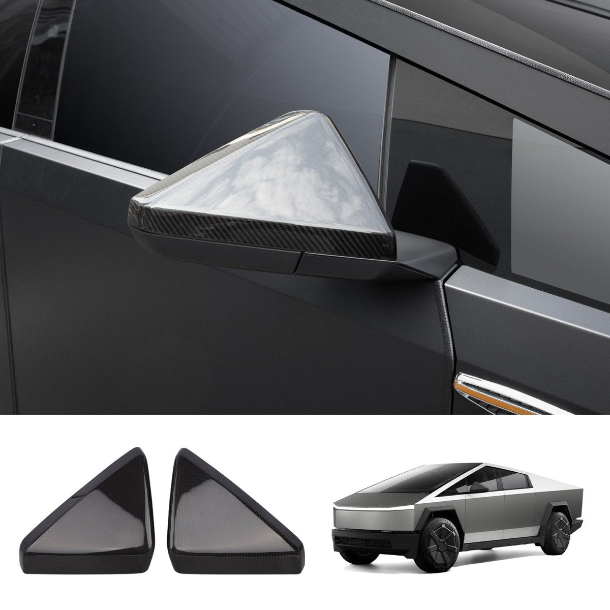 [Real Carbon Fiber] Rear View Mirror Covers (1 Pair) for Cybertruck - T-Launch