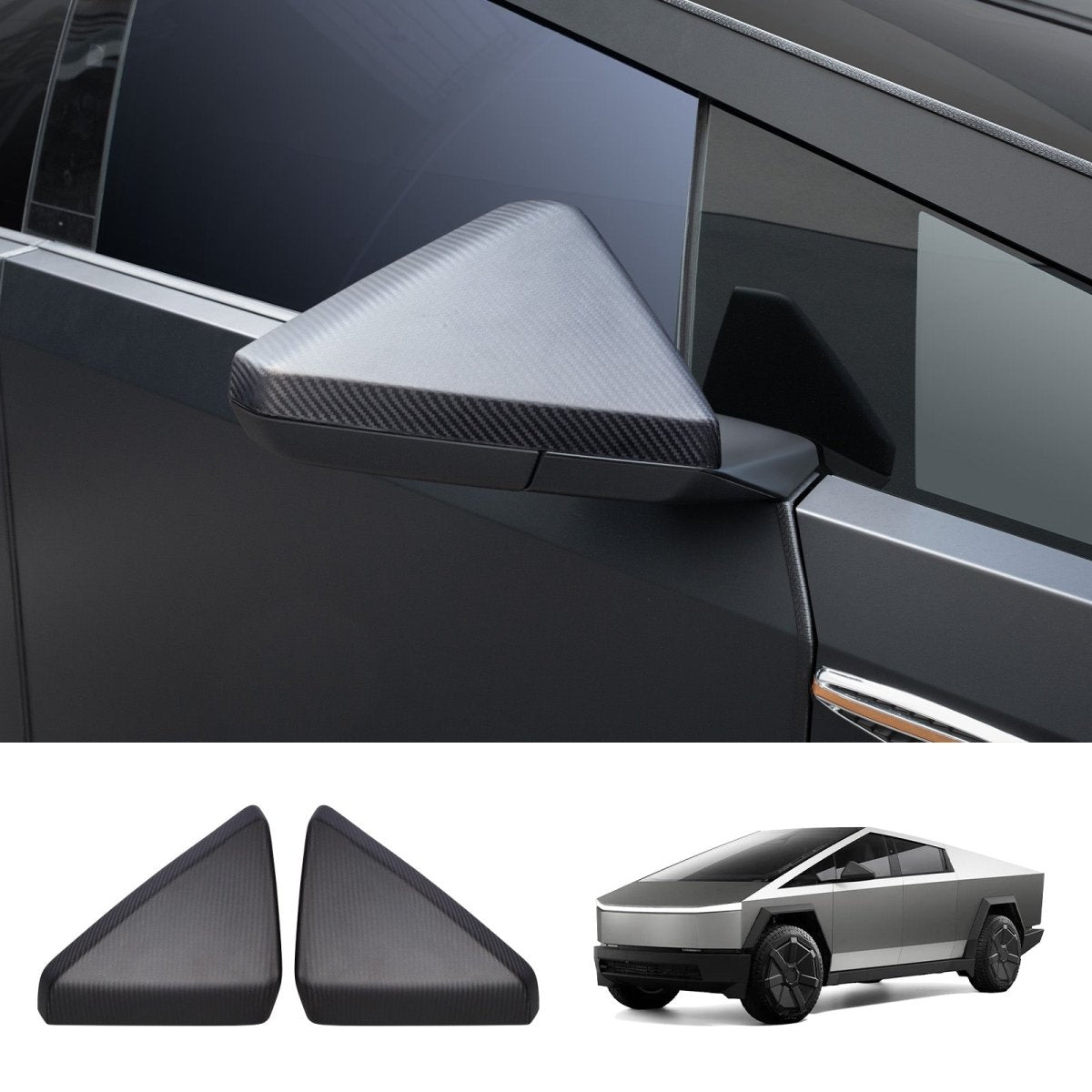 [Real Carbon Fiber] Rear View Mirror Covers (1 Pair) for Cybertruck - T-Launch
