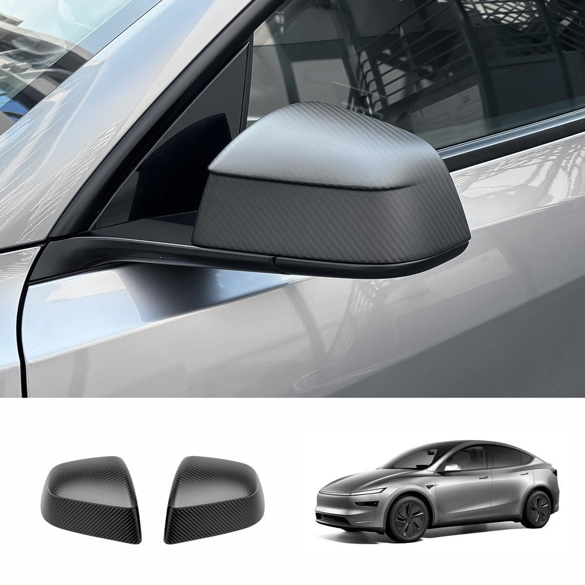 [Real Carbon Fiber] Rear View Mirror Covers for Tesla Model Y Juniper 2025+ (1 Pair) - T-Launch