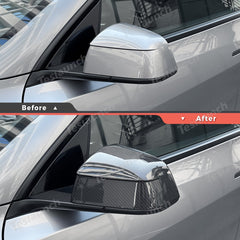 [Real Carbon Fiber] Rear View Mirror Covers for Tesla Model Y Juniper 2025+ (1 Pair) - T-Launch