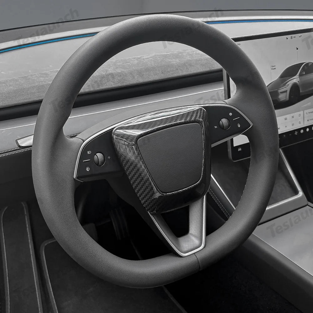 [Real Carbon Fiber] Steering Wheel Airbag Center Trim Cover for Tesla Model Y Juniper 2025+ - T-Launch