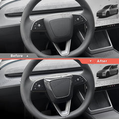 [Real Carbon Fiber] Steering Wheel Airbag Center Trim Cover for Tesla Model Y Juniper 2025+ - T-Launch