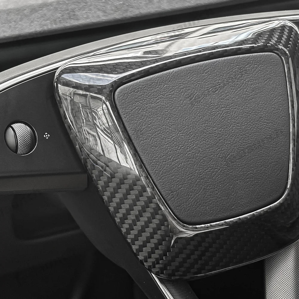 [Real Carbon Fiber] Steering Wheel Airbag Center Trim Cover for Tesla Model Y Juniper 2025+ - T-Launch