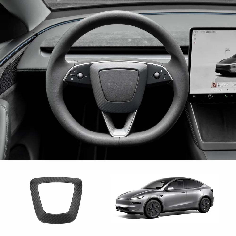 [Real Carbon Fiber] Steering Wheel Airbag Center Trim Cover for Tesla Model Y Juniper 2025+ - T-Launch