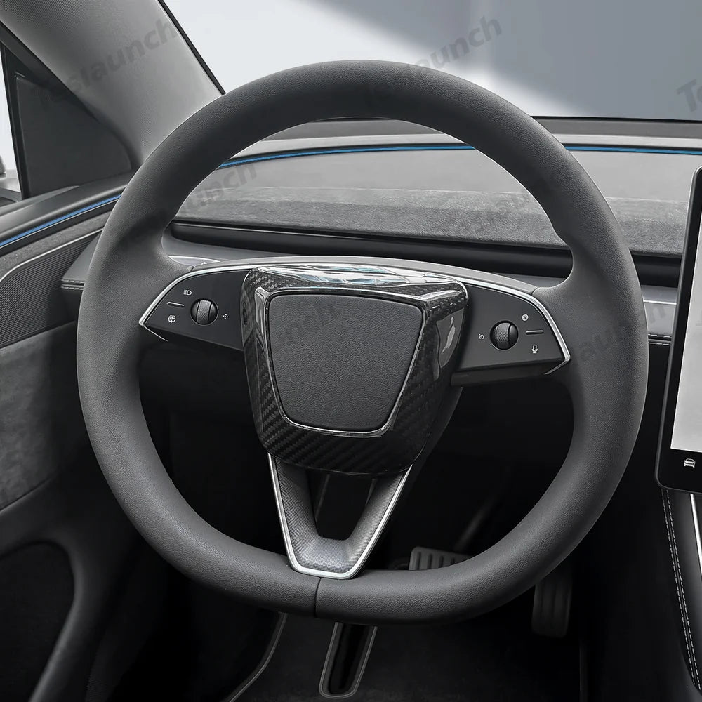 [Real Carbon Fiber] Steering Wheel Airbag Center Trim Cover for Tesla Model Y Juniper 2025+ - T-Launch