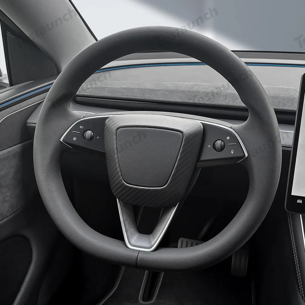 [Real Carbon Fiber] Steering Wheel Airbag Center Trim Cover for Tesla Model Y Juniper 2025+ - T-Launch