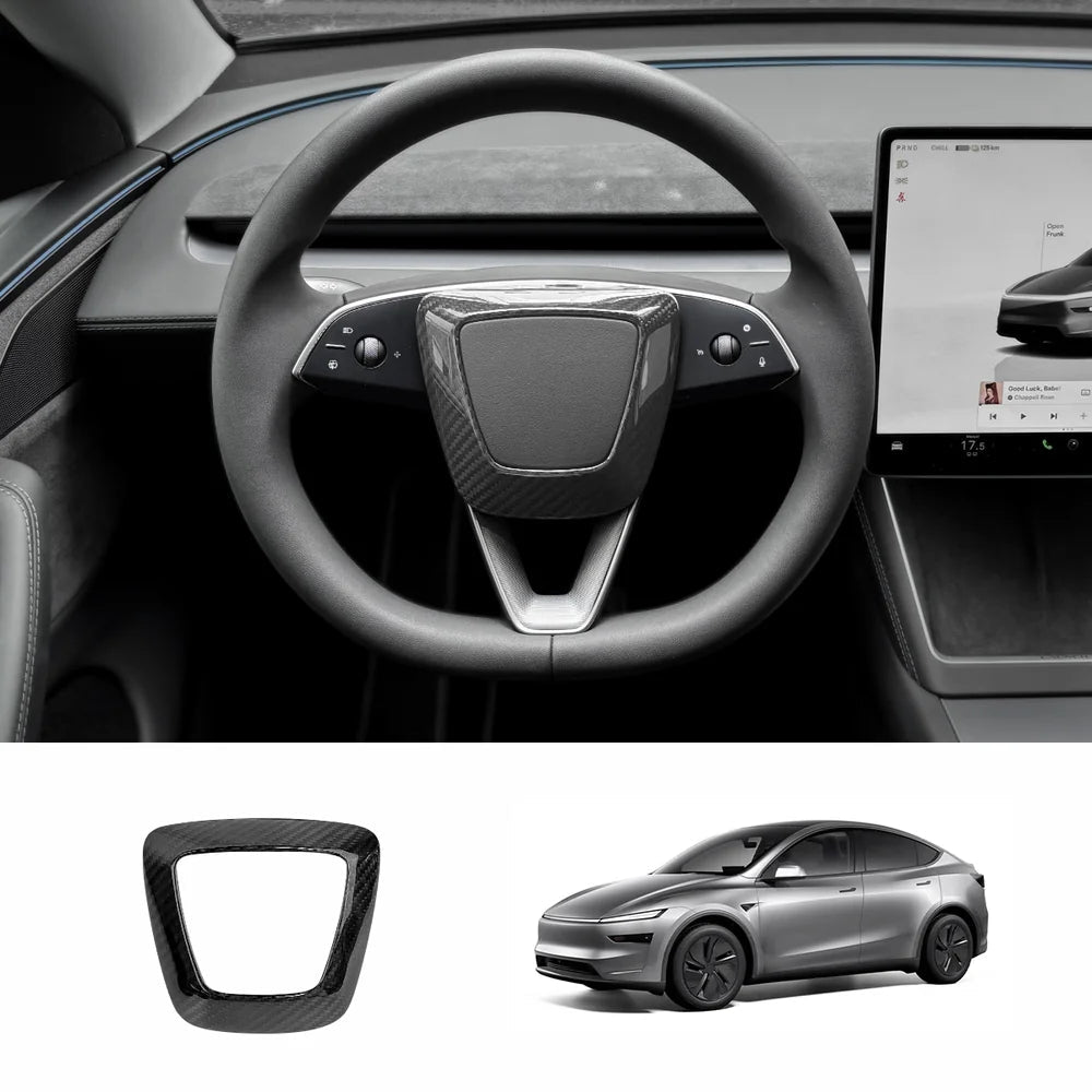 [Real Carbon Fiber] Steering Wheel Airbag Center Trim Cover for Tesla Model Y Juniper 2025+ - T-Launch
