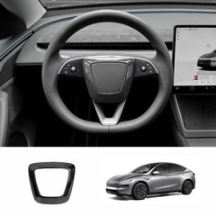 [Real Carbon Fiber] Steering Wheel Airbag Center Trim Cover for Tesla Model Y Juniper 2025+ - T-Launch