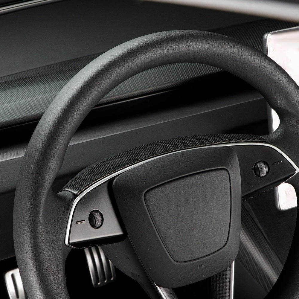 [Real Carbon Fiber] Steering Wheel Base Upper Trim Cover for Tesla Model 3 Highland 2024+ - T-Launch