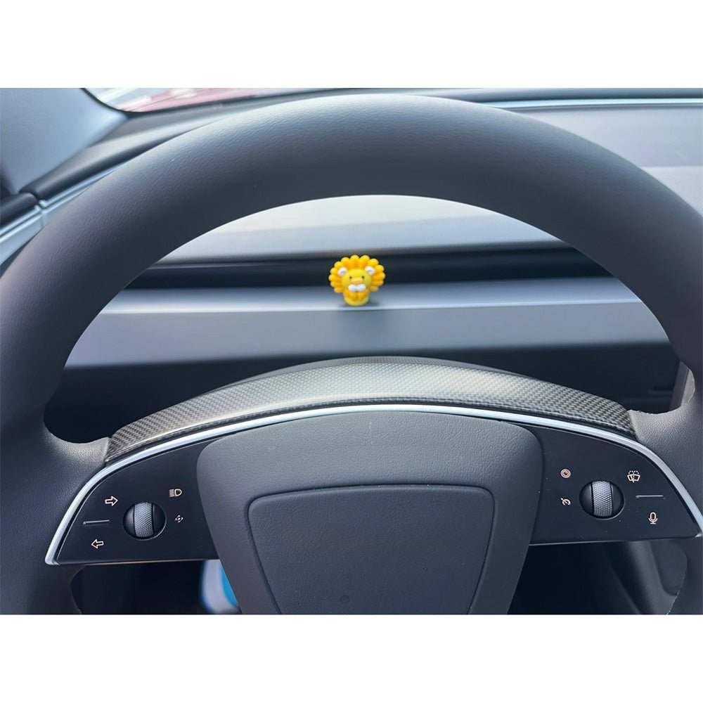 [Real Carbon Fiber] Steering Wheel Base Upper Trim Cover for Tesla Model 3 Highland 2024+ - T-Launch
