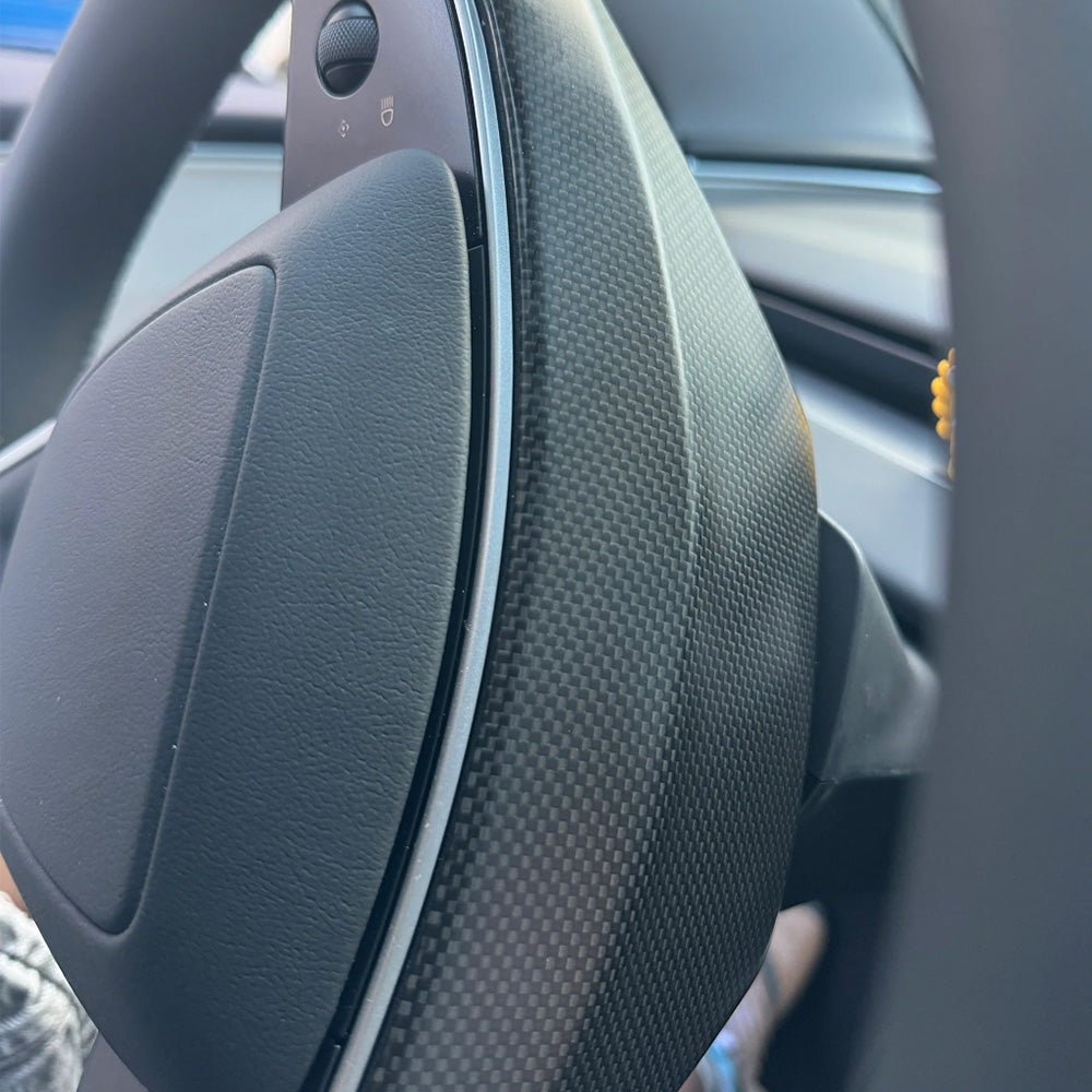 [Real Carbon Fiber] Steering Wheel Base Upper Trim Cover for Tesla Model 3 Highland 2024+ - T-Launch