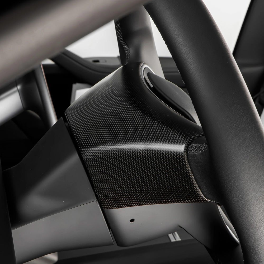 [Real Carbon Fiber] Steering Wheel Base Upper Trim Cover for Tesla Model 3 Highland 2024+ - T-Launch