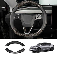 [Real Carbon Fiber] Steering Wheel Caps Cover for Tesla Model Y Juniper 2025+ - T-Launch