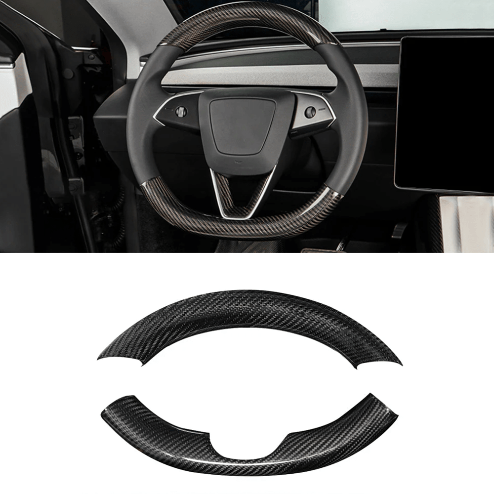 [Real Carbon Fiber] Steering Wheel Caps Cover for Tesla Model Y Juniper 2025+ - T-Launch