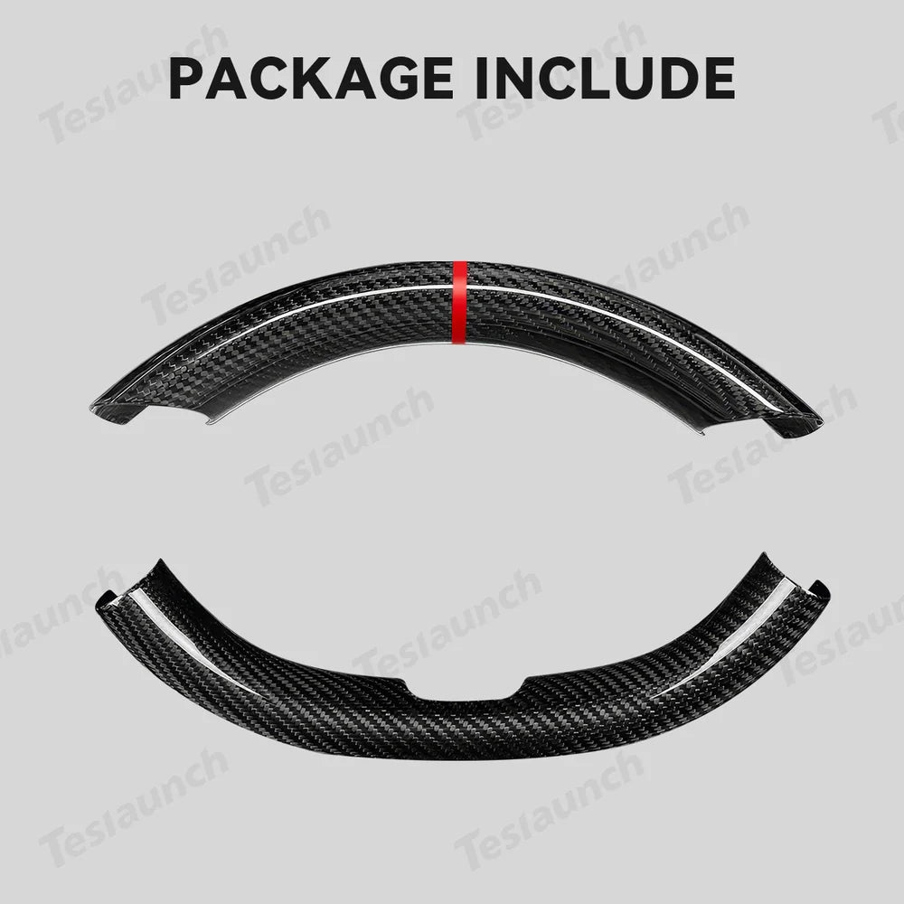 [Real Carbon Fiber] Steering Wheel Caps Cover for Tesla Model Y Juniper 2025+ - T-Launch