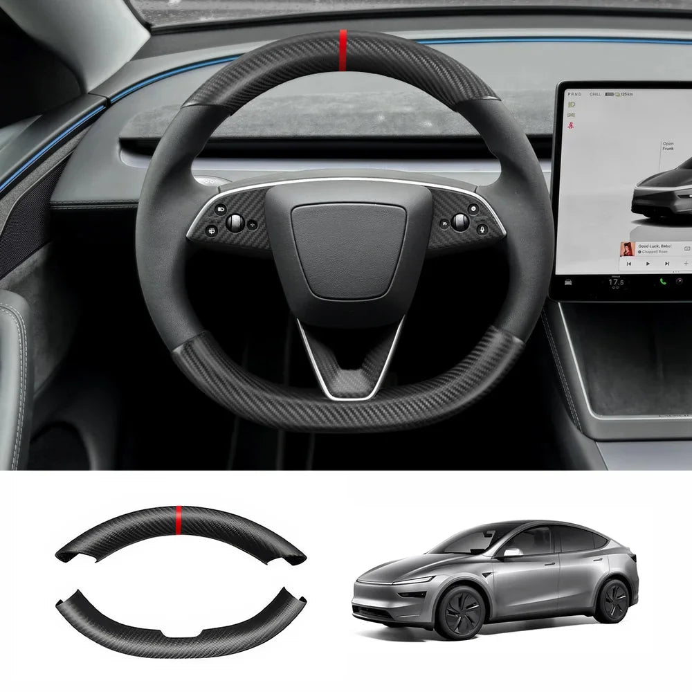 [Real Carbon Fiber] Steering Wheel Caps Cover for Tesla Model Y Juniper 2025+ - T-Launch