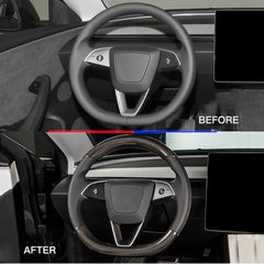 [Real Carbon Fiber] Steering Wheel Caps Cover for Tesla Model Y Juniper 2025+ - T-Launch