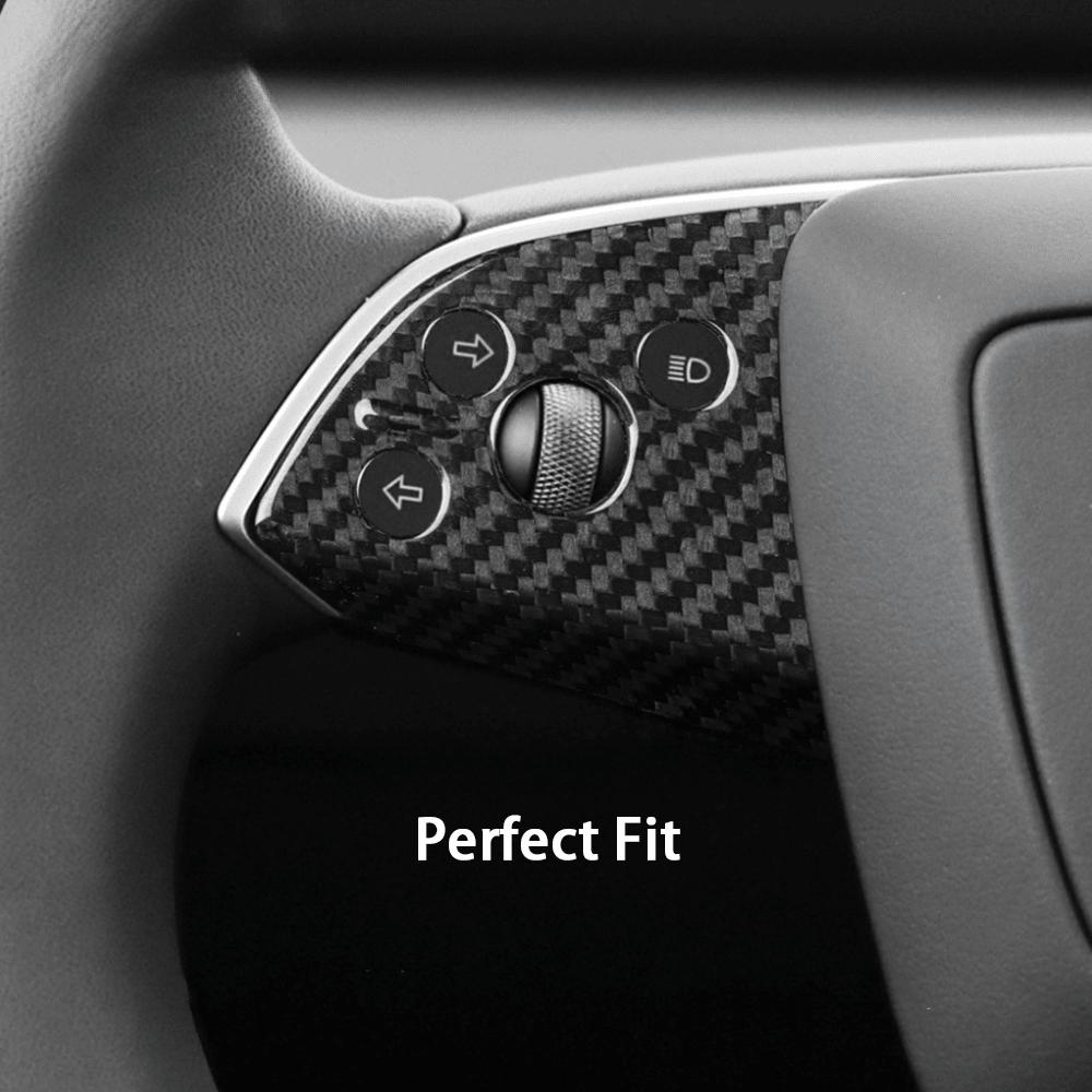[Real Carbon Fiber] Steering Wheel Panel Covers (2PCS) for Tesla Model 3 Highland 2024+ - T-Launch