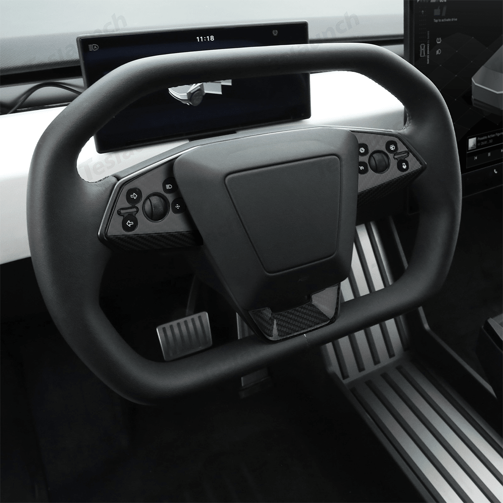 [Real Carbon Fiber] Steering Wheel Panel Covers for Tesla Cybertruck (Set of 3) - T-Launch