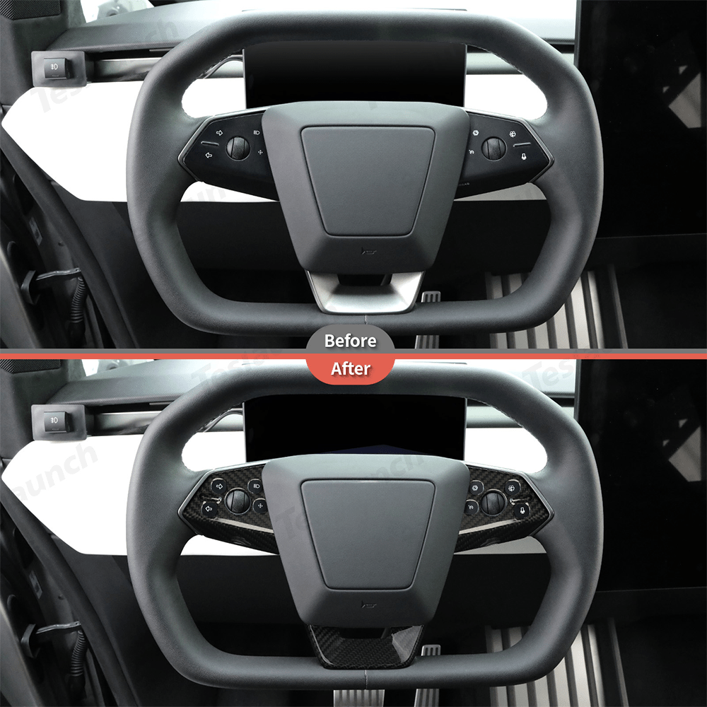 [Real Carbon Fiber] Steering Wheel Panel Covers for Tesla Cybertruck (Set of 3) - T-Launch