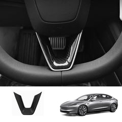 [Real Carbon Fiber] Steering Wheel V-Cover For Tesla 2024+ Model 3 Highland - T-Launch