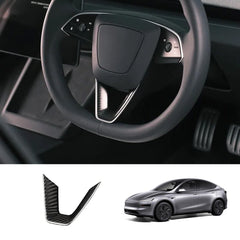 [Real Carbon Fiber] Steering Wheel V-Cover for Tesla Model Y Juniper 2025+ - T-Launch