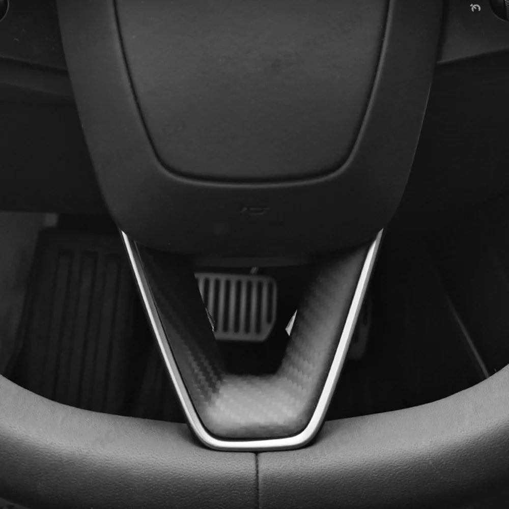 [Real Carbon Fiber] Steering Wheel V-Cover for Tesla Model Y Juniper 2025+ - T-Launch