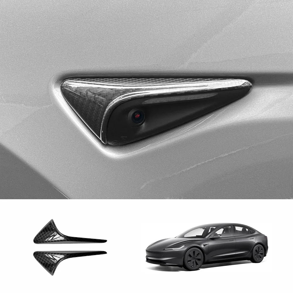 [Real Carbon Fiber] Turn Signal Camera Overlay Covers For Tesla Model 3 Highland (2 Pcs) - T-Launch