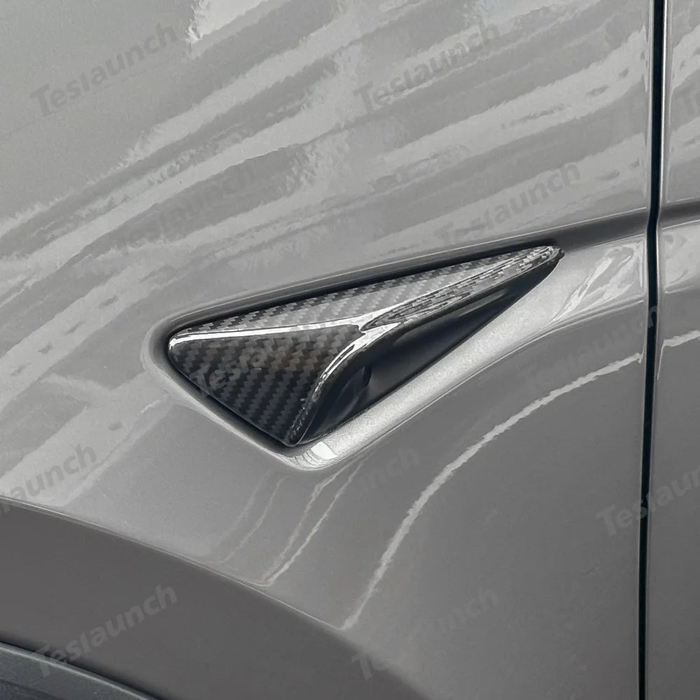 [Real Carbon Fiber] Turn Signal Camera Overlay Covers For Tesla Model Y Juniper 2025+ (2 Pcs) - T-Launch