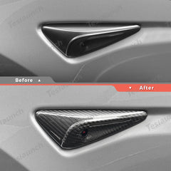 [Real Carbon Fiber] Turn Signal Camera Overlay Covers For Tesla Model Y Juniper 2025+ (2 Pcs) - T-Launch