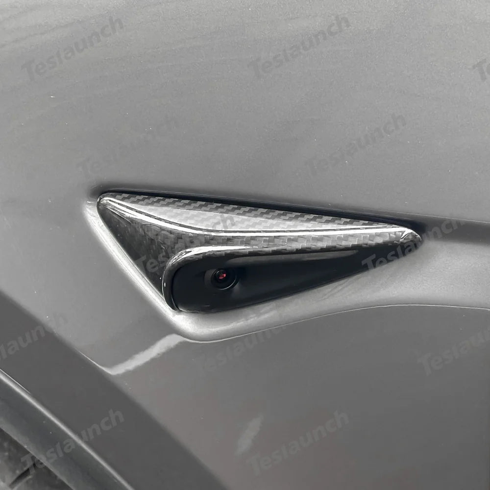 [Real Carbon Fiber] Turn Signal Camera Overlay Covers For Tesla Model Y Juniper 2025+ (2 Pcs) - T-Launch