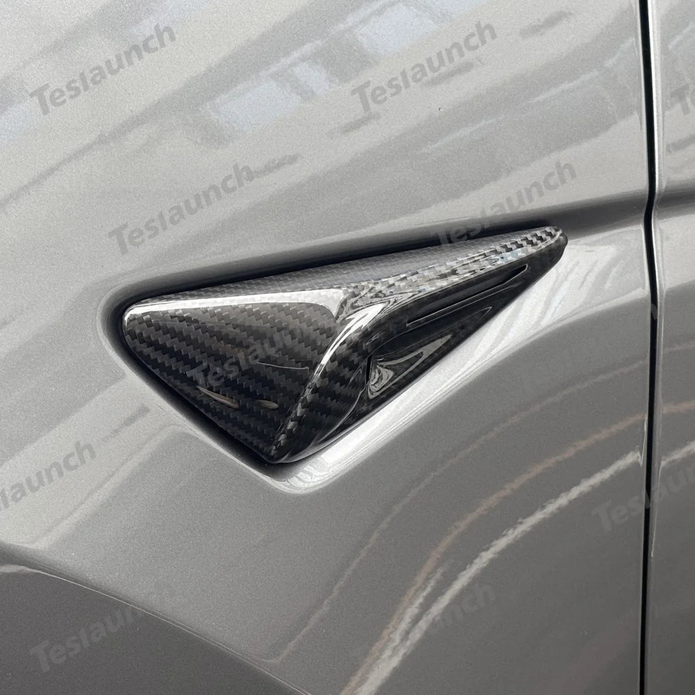 [Real Carbon Fiber] Turn Signal Camera Overlay Covers For Tesla Model Y Juniper 2025+ (2 Pcs) - T-Launch