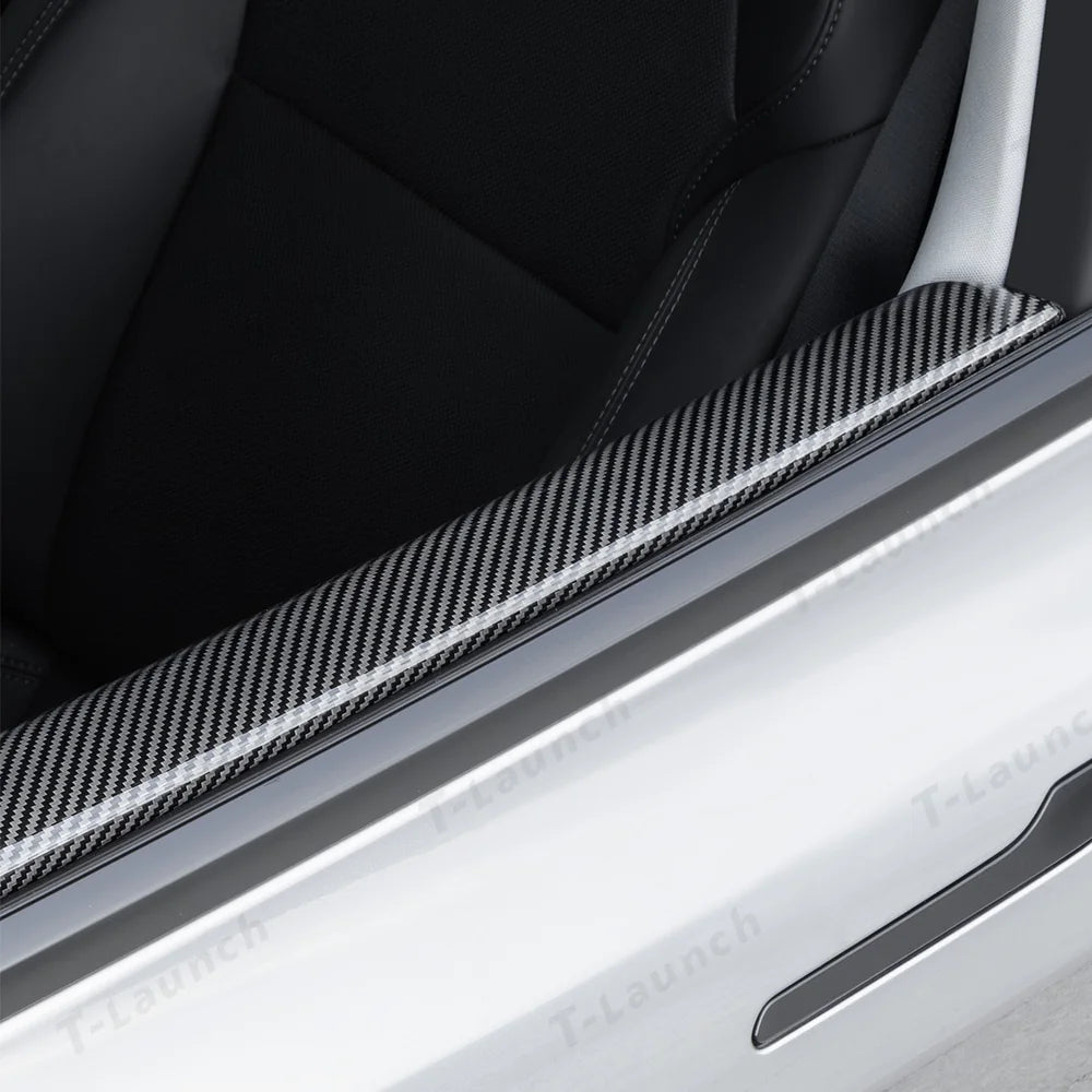 [Real Carbon Fiber] Upper Door Panel Trim Overlay Covers for Tesla Model Y Juniper 2025+ - T-Launch