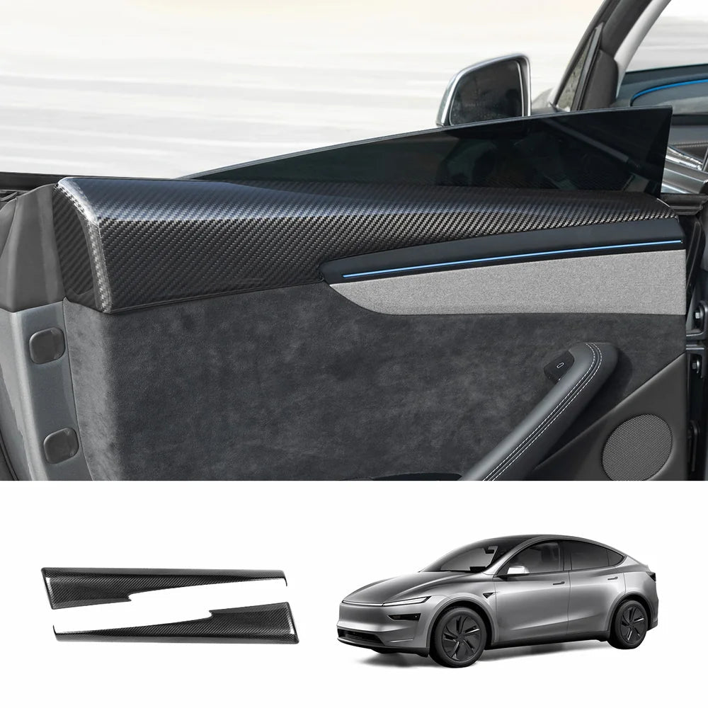 [Real Carbon Fiber] Upper Door Panel Trim Overlay Covers for Tesla Model Y Juniper 2025+ - T-Launch