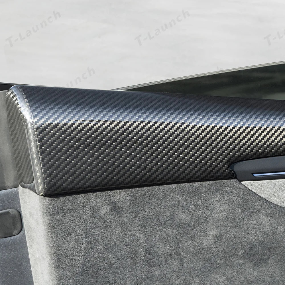 [Real Carbon Fiber] Upper Door Panel Trim Overlay Covers for Tesla Model Y Juniper 2025+ - T-Launch