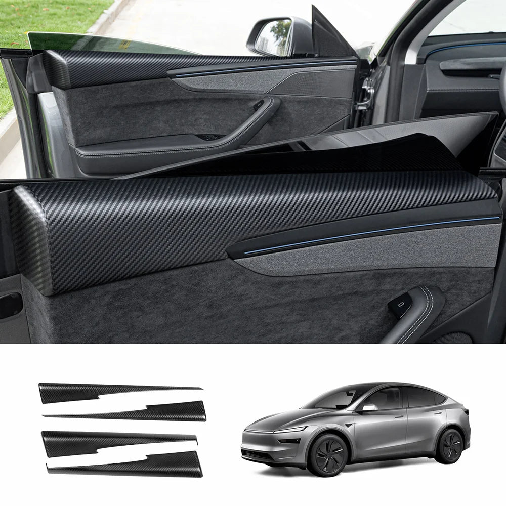 [Real Carbon Fiber] Upper Door Panel Trim Overlay Covers for Tesla Model Y Juniper 2025+ - T-Launch
