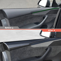 [Real Carbon Fiber] Upper Door Panel Trim Overlay Covers for Tesla Model Y Juniper 2025+ - T-Launch