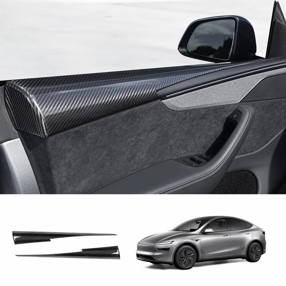 [Real Carbon Fiber] Upper Door Panel Trim Overlay Covers for Tesla Model Y Juniper 2025+ - T-Launch